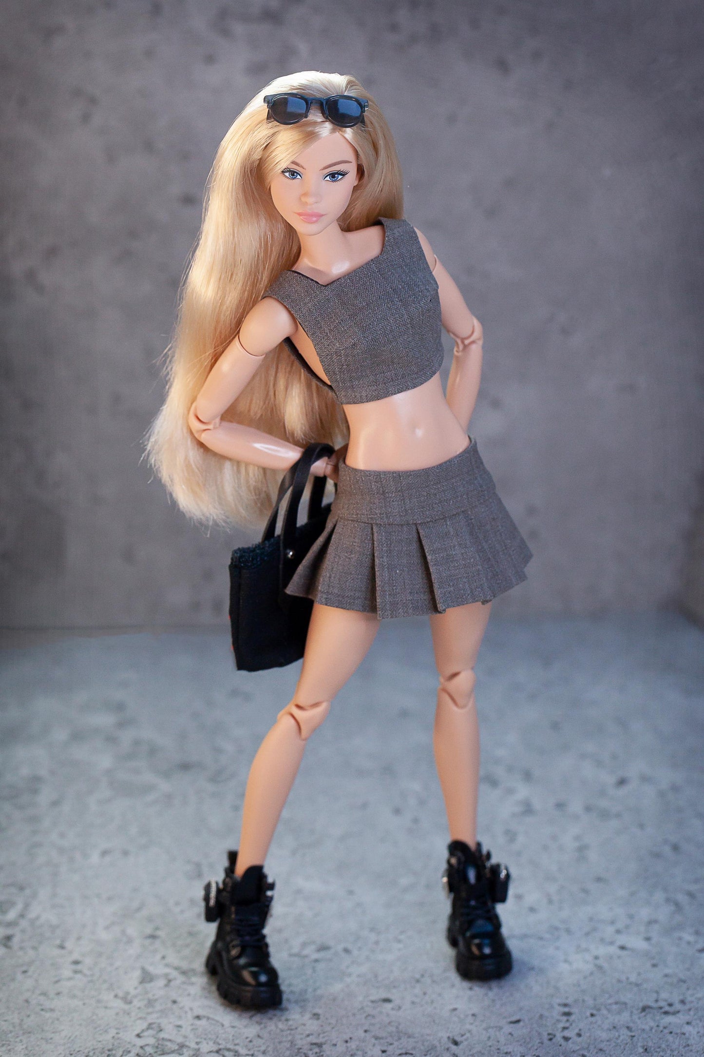 PDF Digital Pattern pleated skirt and top for Fashion Royalty, Nu Face, Poppy Parker, BBMTM, BBSS dolls. + Video tutorial