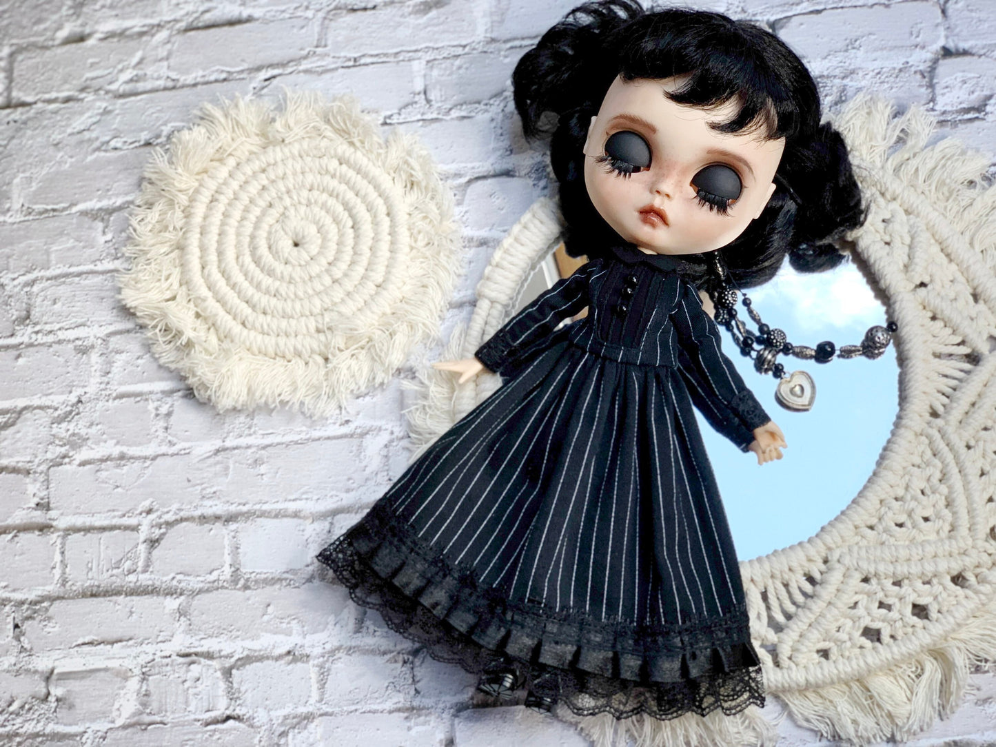 Black dress. Blythe doll dress 1/6 doll dress. Clothes.