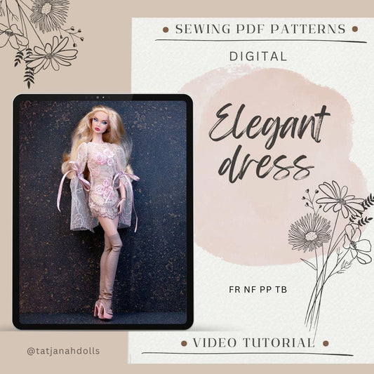 PDF Digital Pattern elegant dress for Integrity toys dolls Integrity toys. Youtube VIDEO.