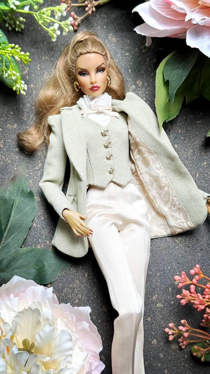 Suit blazer, trousers, vest mint beige for Integrity Toys Poppy Parker Fashion Royalty Nu Face