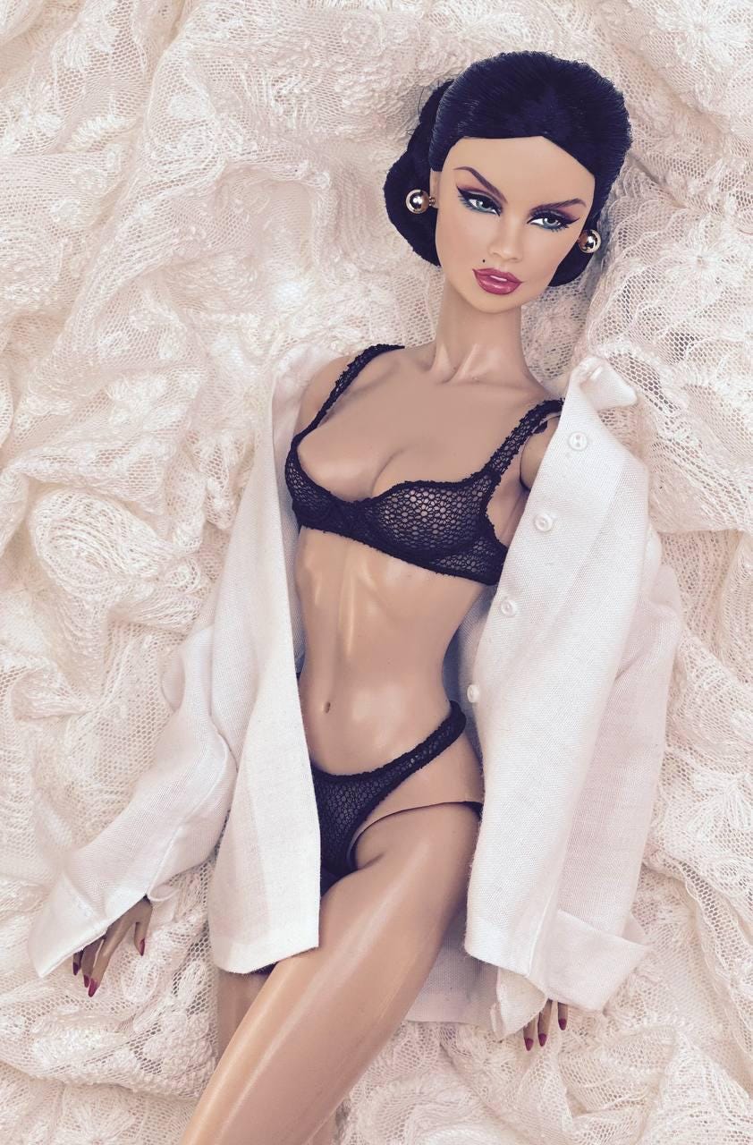 Delicate lingerie set for Fashion Royalty &amp; Nu Face dolls bra with panties