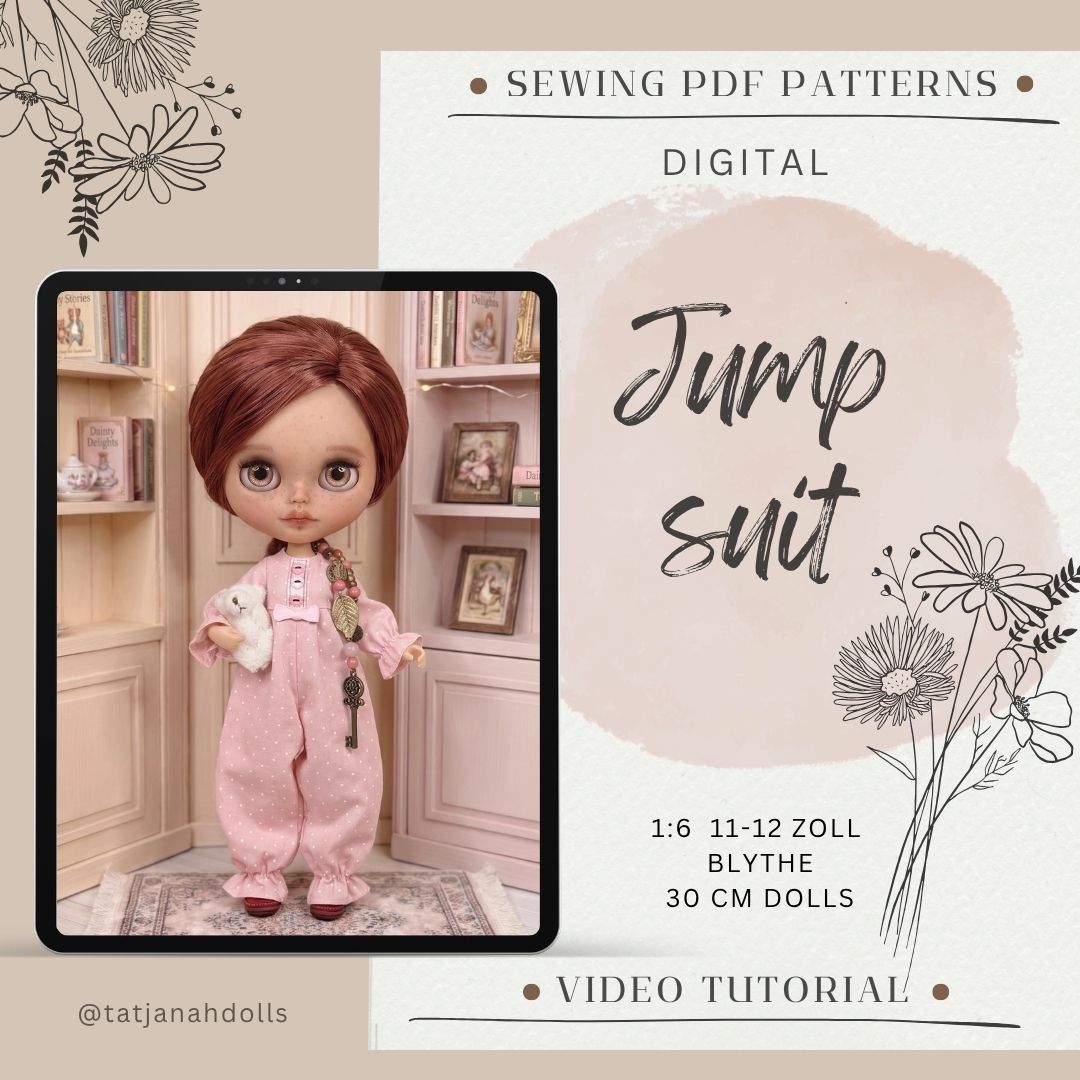 PDF Digital Pattern Overall Jumpsuit für Blythe 1:6  doll + VIDEO TUTORIAL.