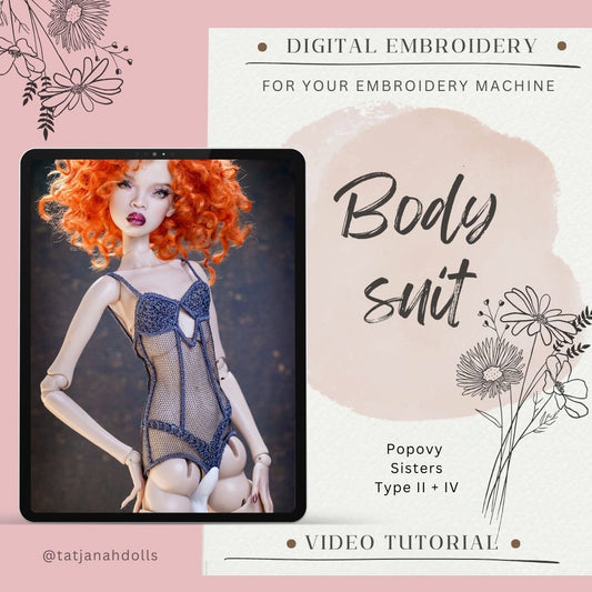 Digital Embroidery  – Body suit Corset Lingerie for Popovy sisters dolls  Body Type II + IV  + Tutorial