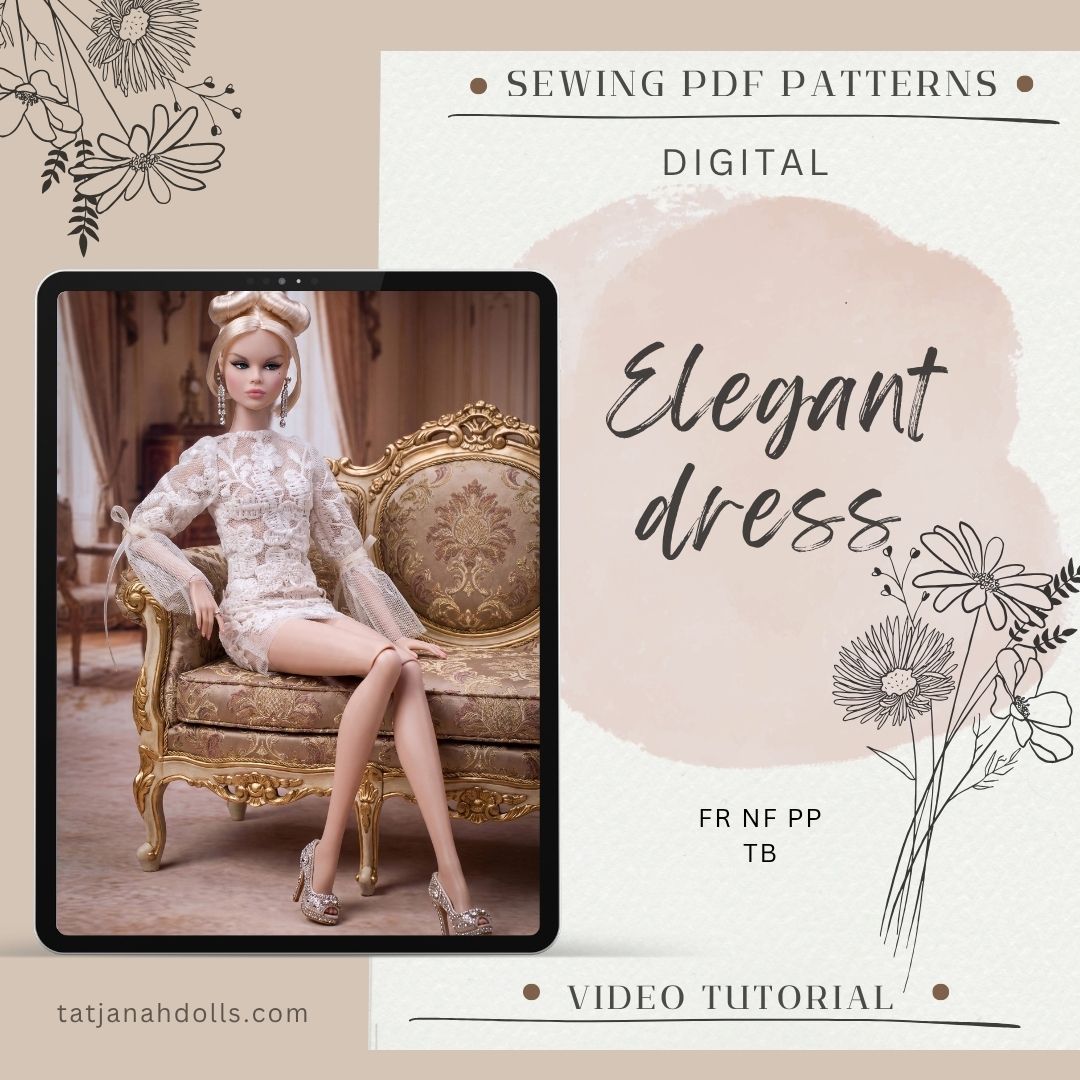 PDF Digital Pattern elegant dress for Integrity toys dolls Integrity toys. Youtube VIDEO.