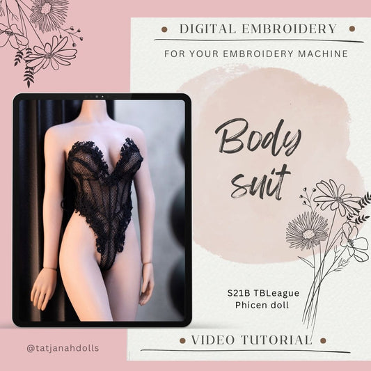 Digital Embroidery  – Body suit Corset for S21B TBLeague Phicen Action Dolls