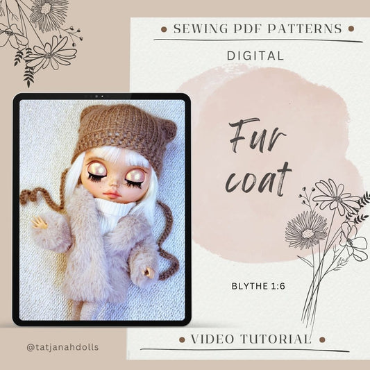 PDF Digital Pattern fur coat for Blythe 1:6 dolls. + VIDEO tutorial.