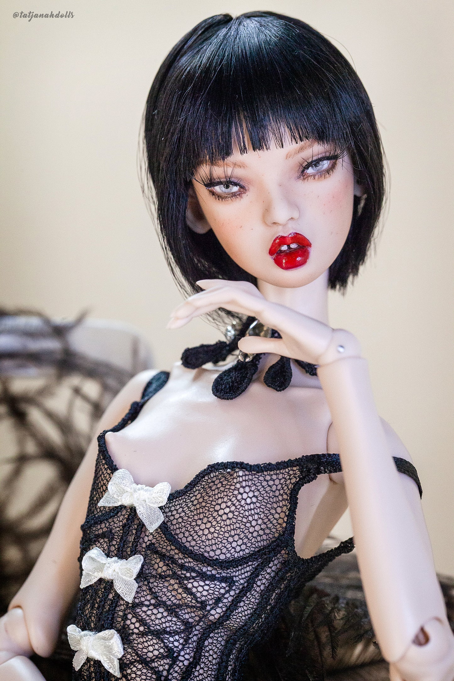 Edle Dessous für Popovy Sisters & Recast Puppen. Body Lingerie Corsage mit Strümpfen