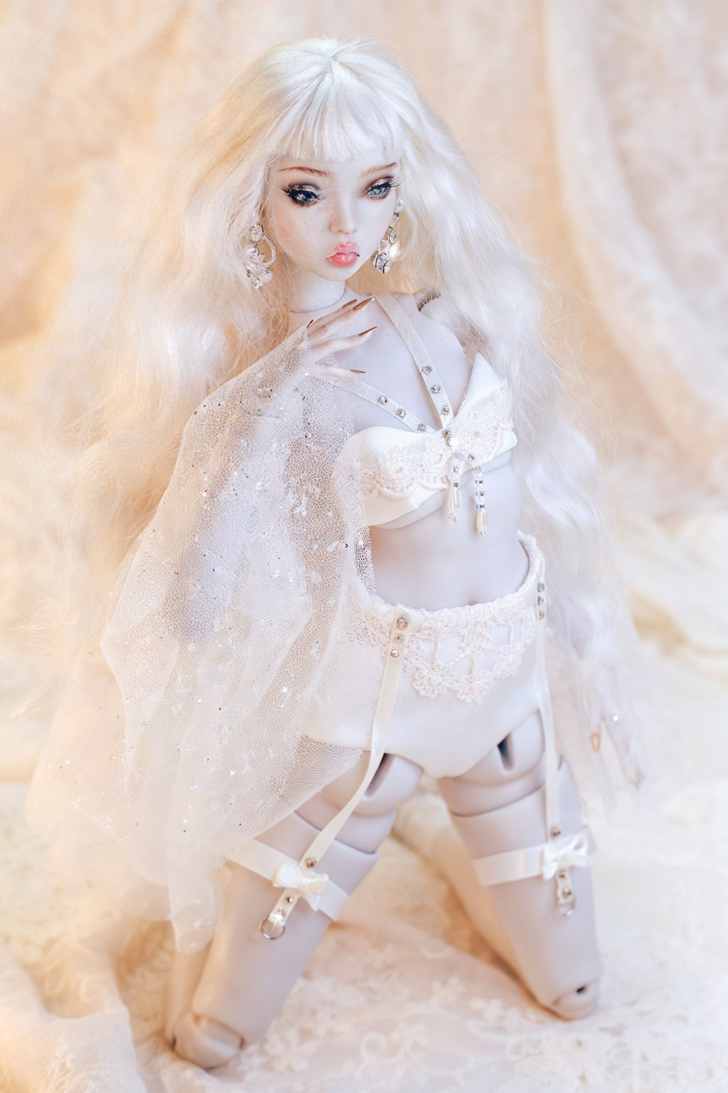 Edles Lingerie Set  Bustier mit Höschen und Ärmeln für Popovy Sisters VENUS BJD 1/4 Puppen.