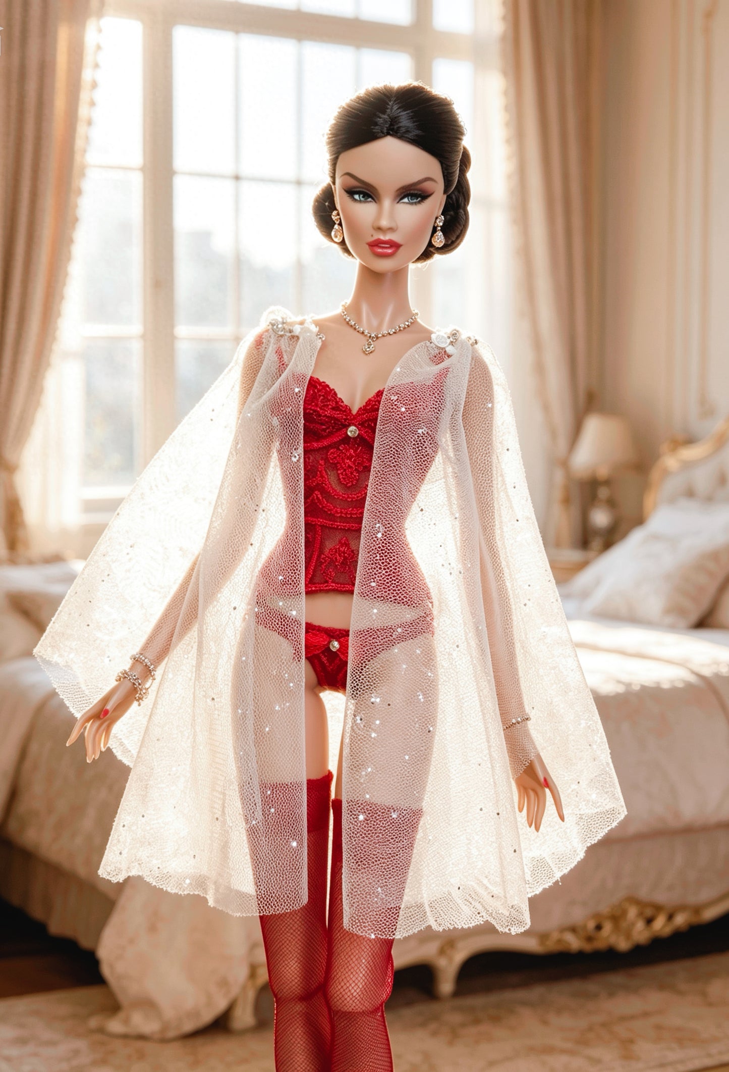 PDF Digital Pattern Moon Peignoir ( Robe) for  1/6 ( Integrity toys, BB MTM) dolls  + Video Tutorial