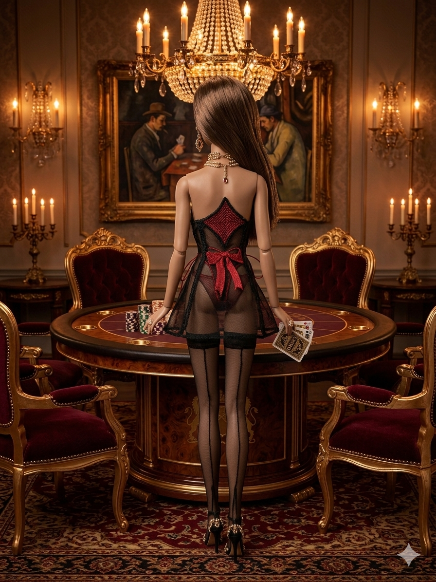 Casino Kleider  für Fashion Royalty, Poppy Parker, Nu Face und BB MTM Puppen  mit Strümpfen (Kopie)
