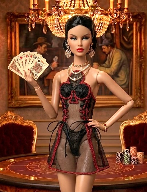 Digital Embroidery /embroidered Casino dresses for Integrity toys and BB MTM dolls  + Video Tutorial