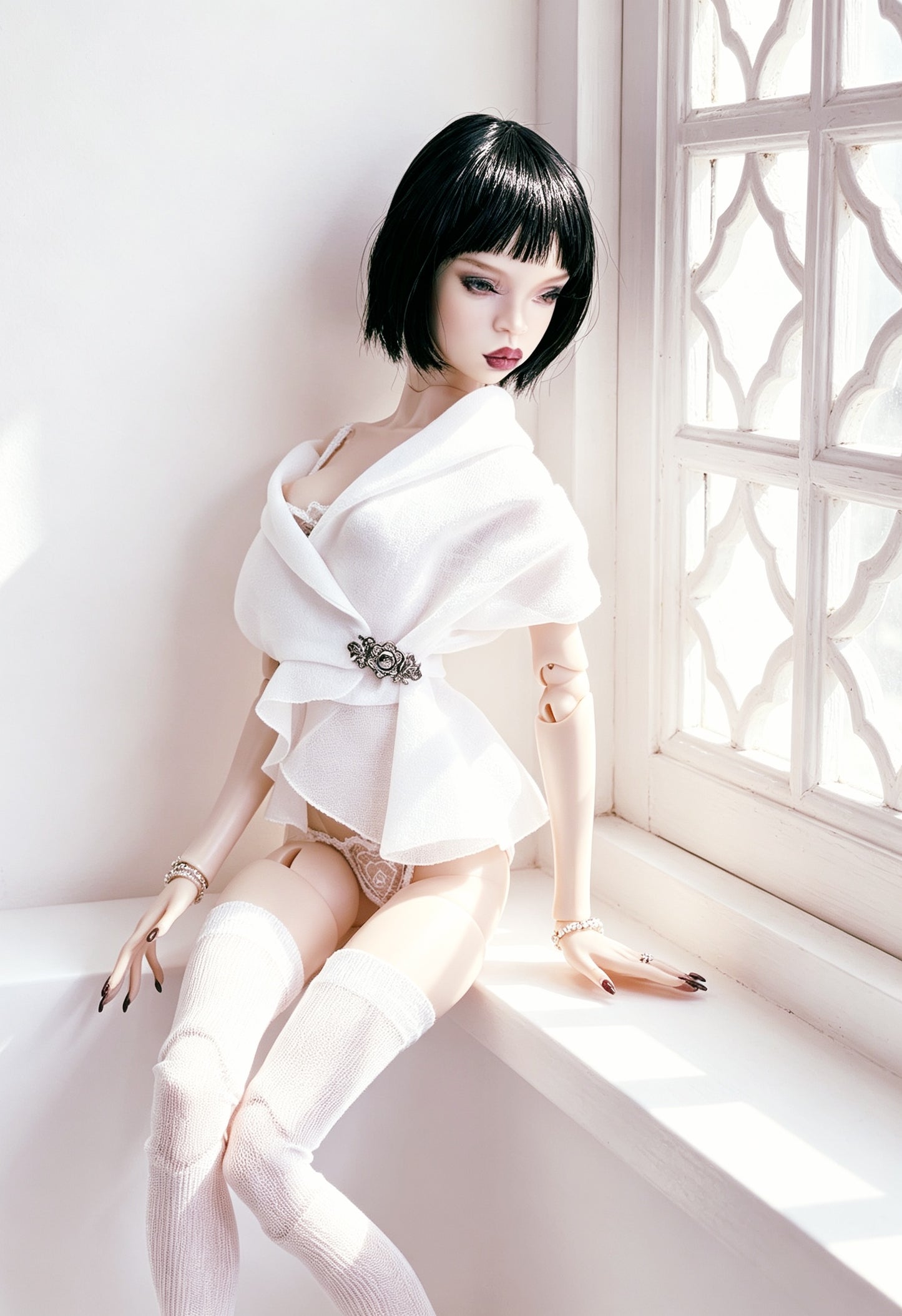 PDF Digital Pattern Peplum blouse for Popovy sisters,  1/4  BJD dolls  + Video Tutorial