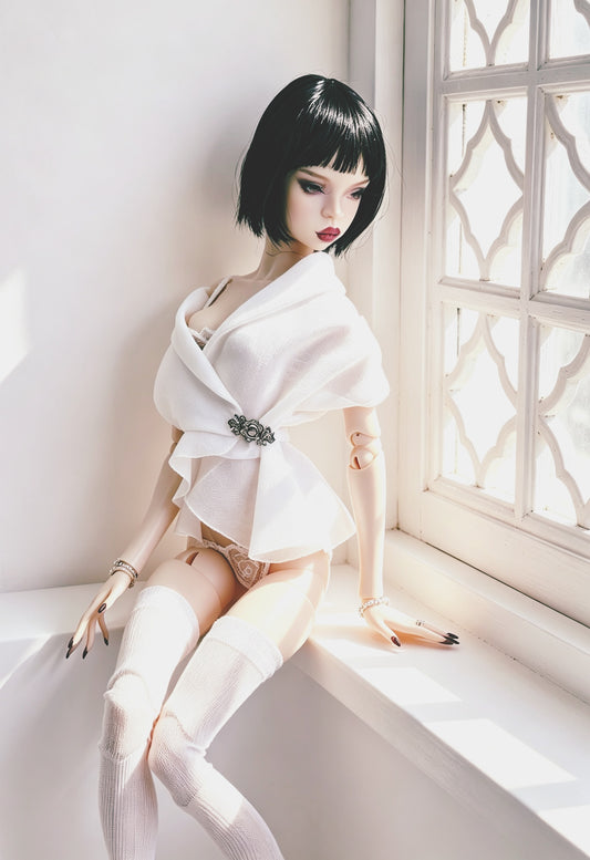 Edles Lingerie Set  Bustier + Höschen + Bluse + Strümpfe für Popovy Sisters Body Type IV  BJD 1/4 Puppen.