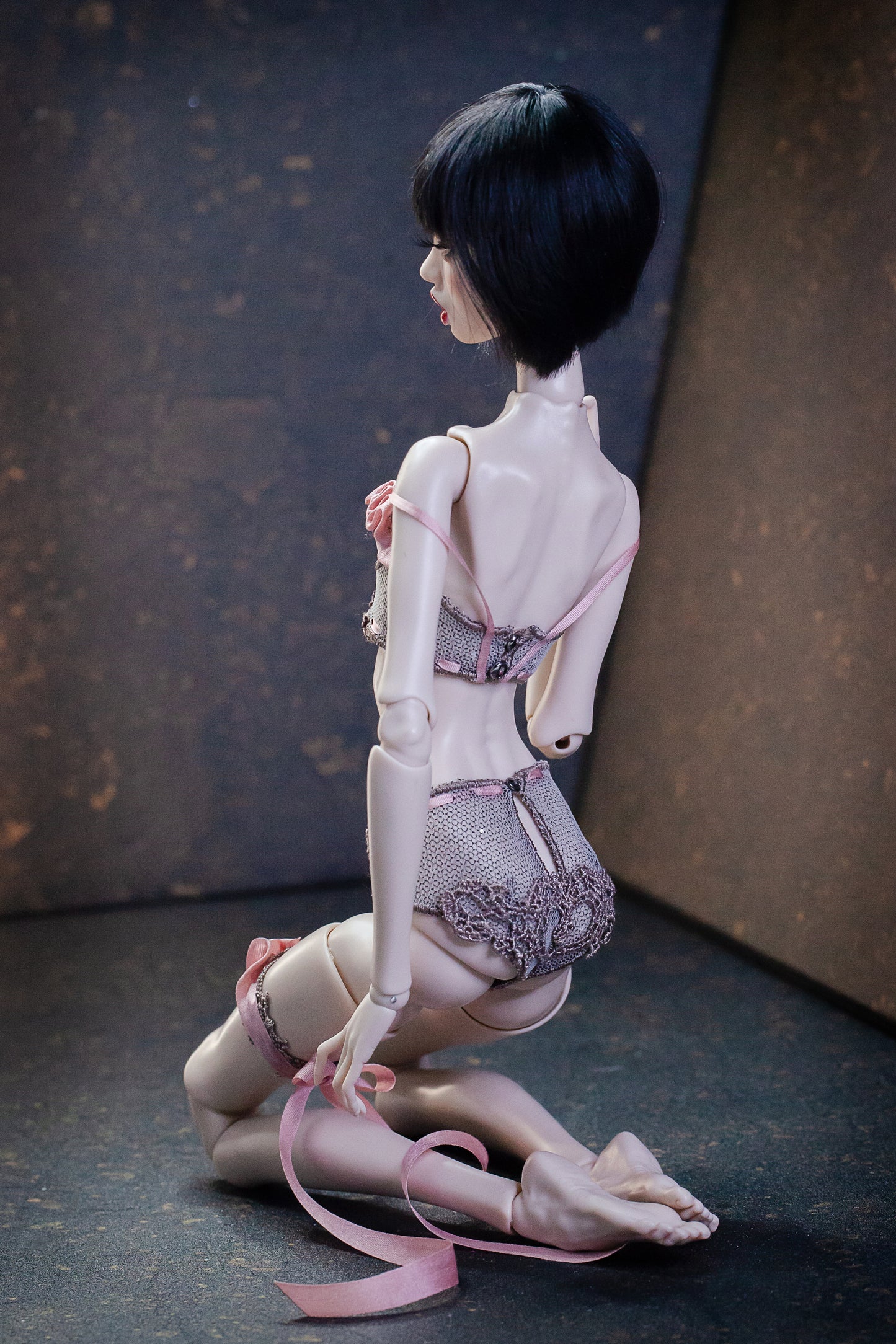 Edle Dessous für Popovy Sisters & Recast Puppen. Pantie + Bra mit Strumpfband und evtl. Morgenmantel