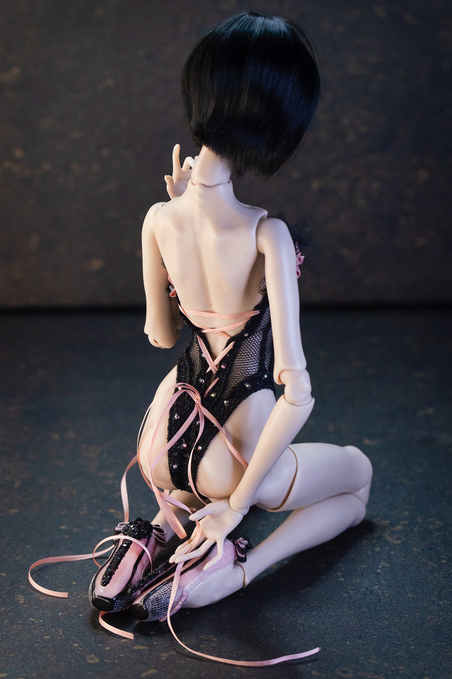 Edle Dessous für Popovy Sisters & Recast Puppen. Body Lingerie Corsage mit Strumpfband und Morgenmantel
