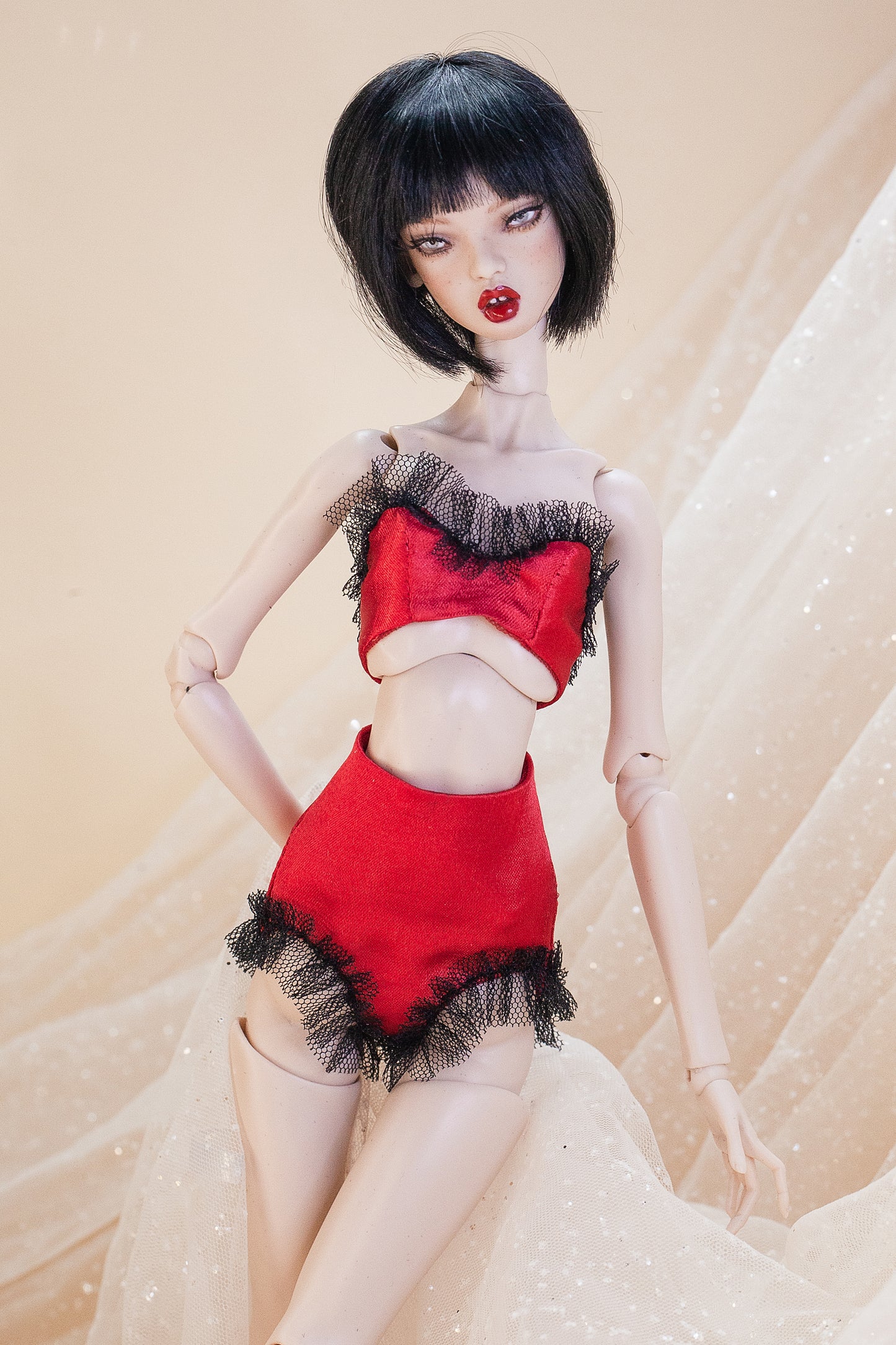 PDF Digital Pattern Lingerie bra + pantie  for Popovy sisters,  1/4  BJD  fashion dolls + Video Tutorial
