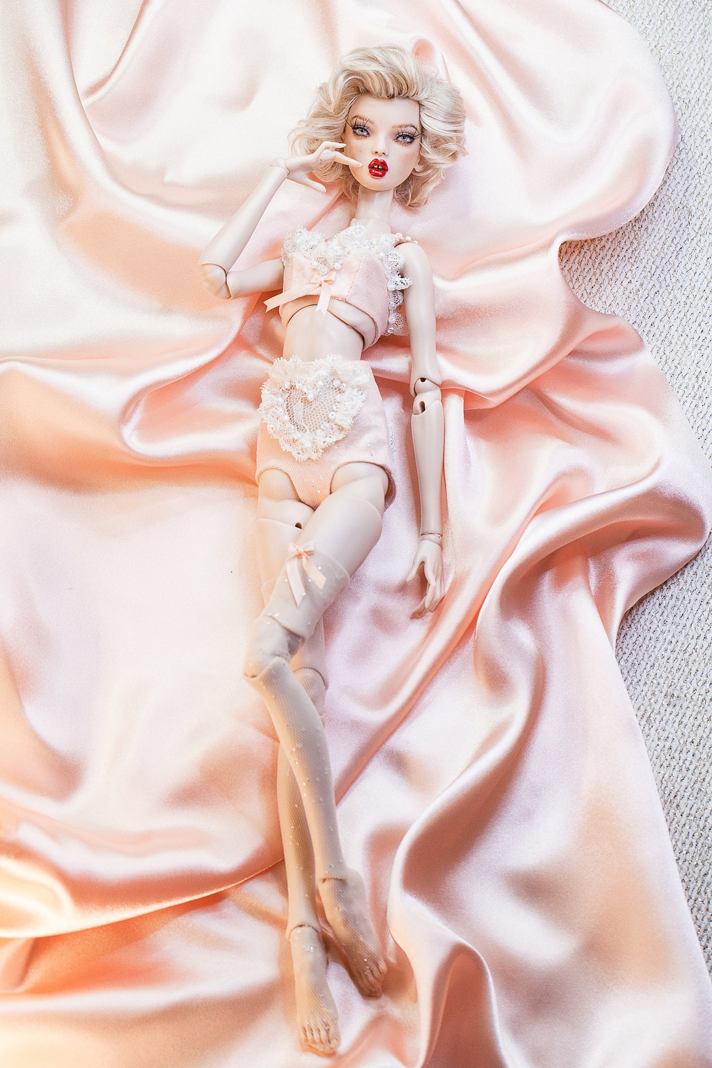 Edle Dessous für Popovy Sisters & Recast Puppen. Pantie + Bra + Strümpfe/  Lingerie