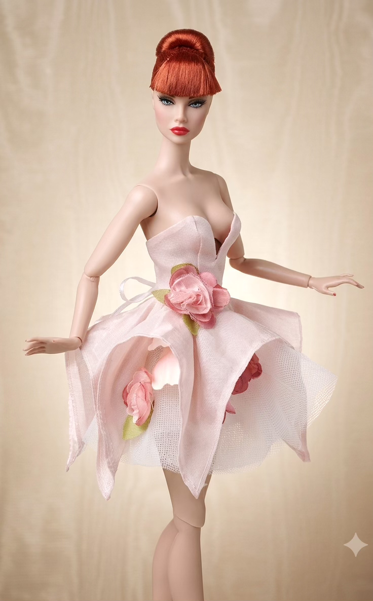 PDF Digital Pattern la fleur dress for Integrity toys Fashion Royalty Nu Face Poppy Parker  BBMTM Xian Xian dolls + Video Tutorial