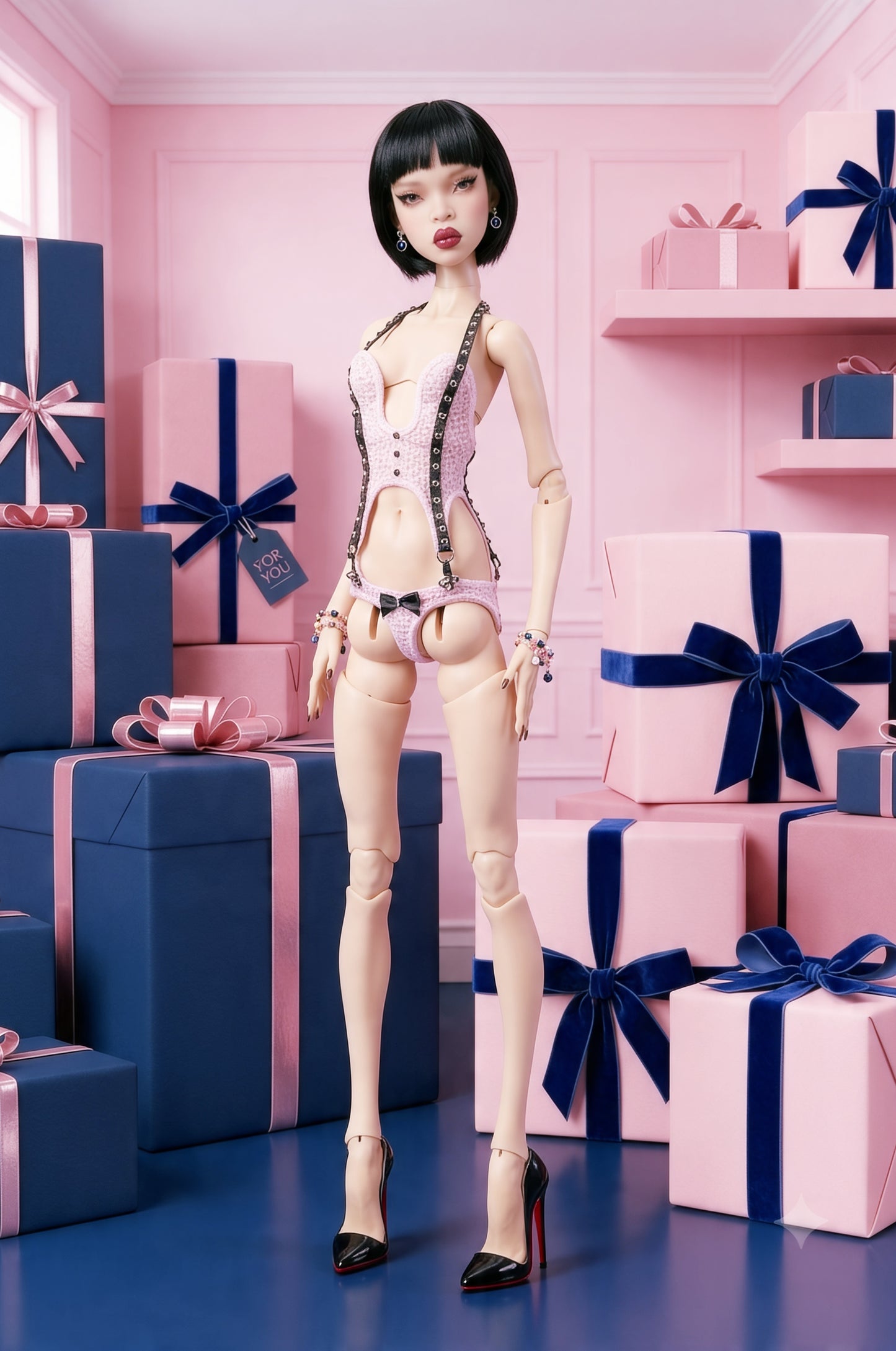 Edle Dessous für Popovy Sisters dolls.  Lingerie Corsage mit abnehmbaren Höschen