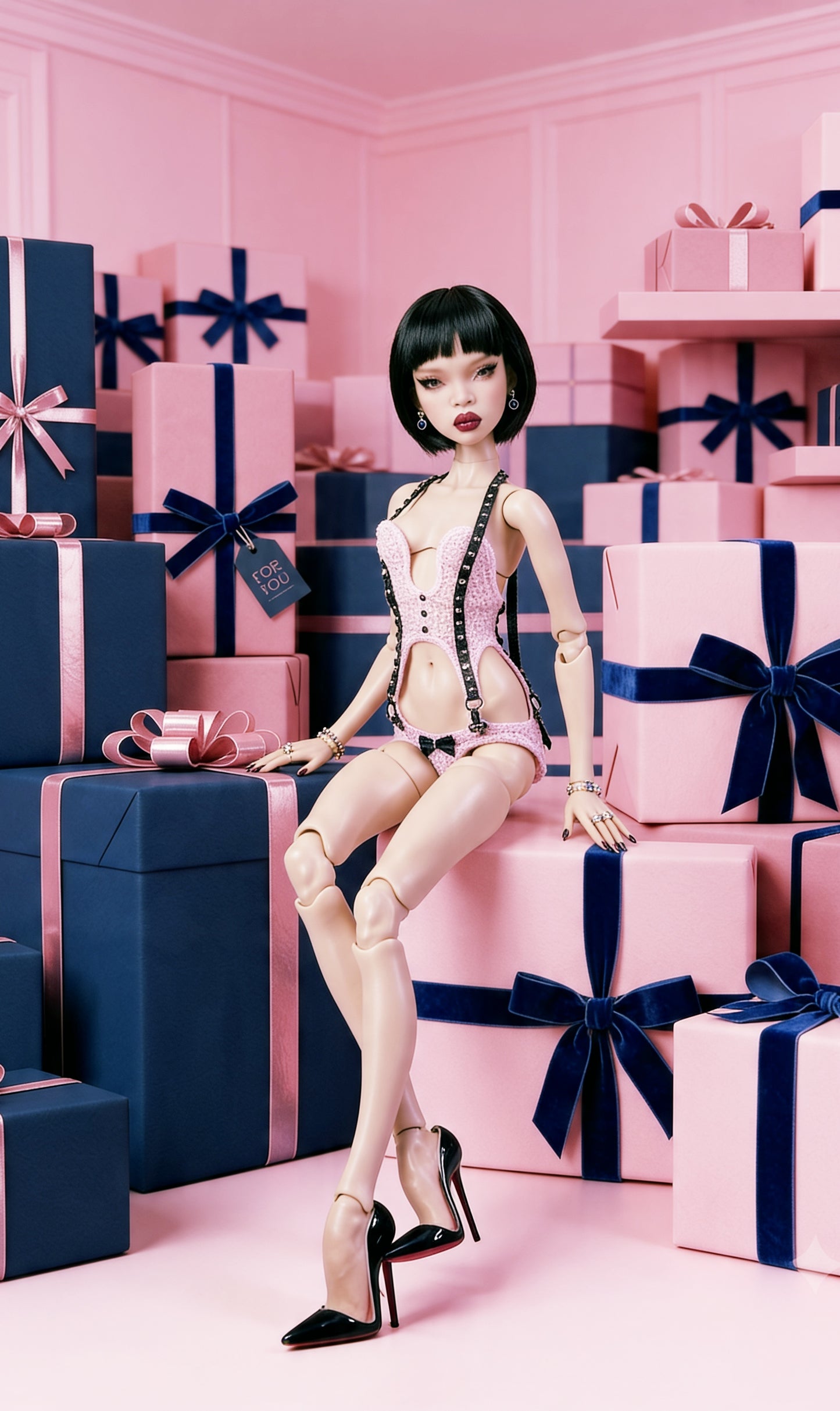 Edle Dessous für Popovy Sisters dolls.  Lingerie Corsage mit abnehmbaren Höschen