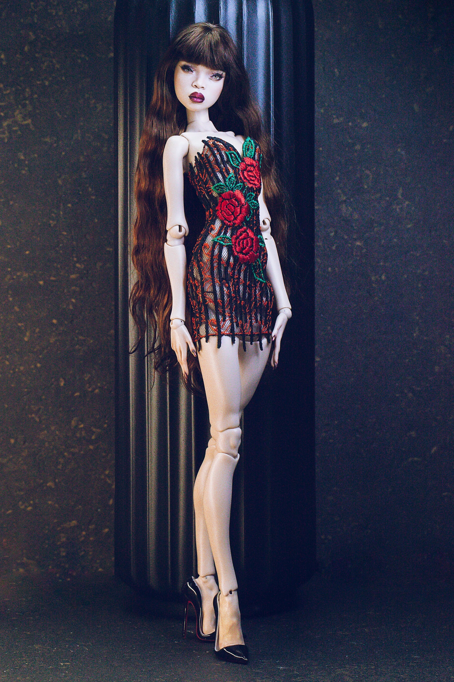 Digital Embroidery  – Embroidered Etui dress with butterfly / flowers for Popovy sisters dolls  Body Type II + IV   1/4 Dolls +Tutorial