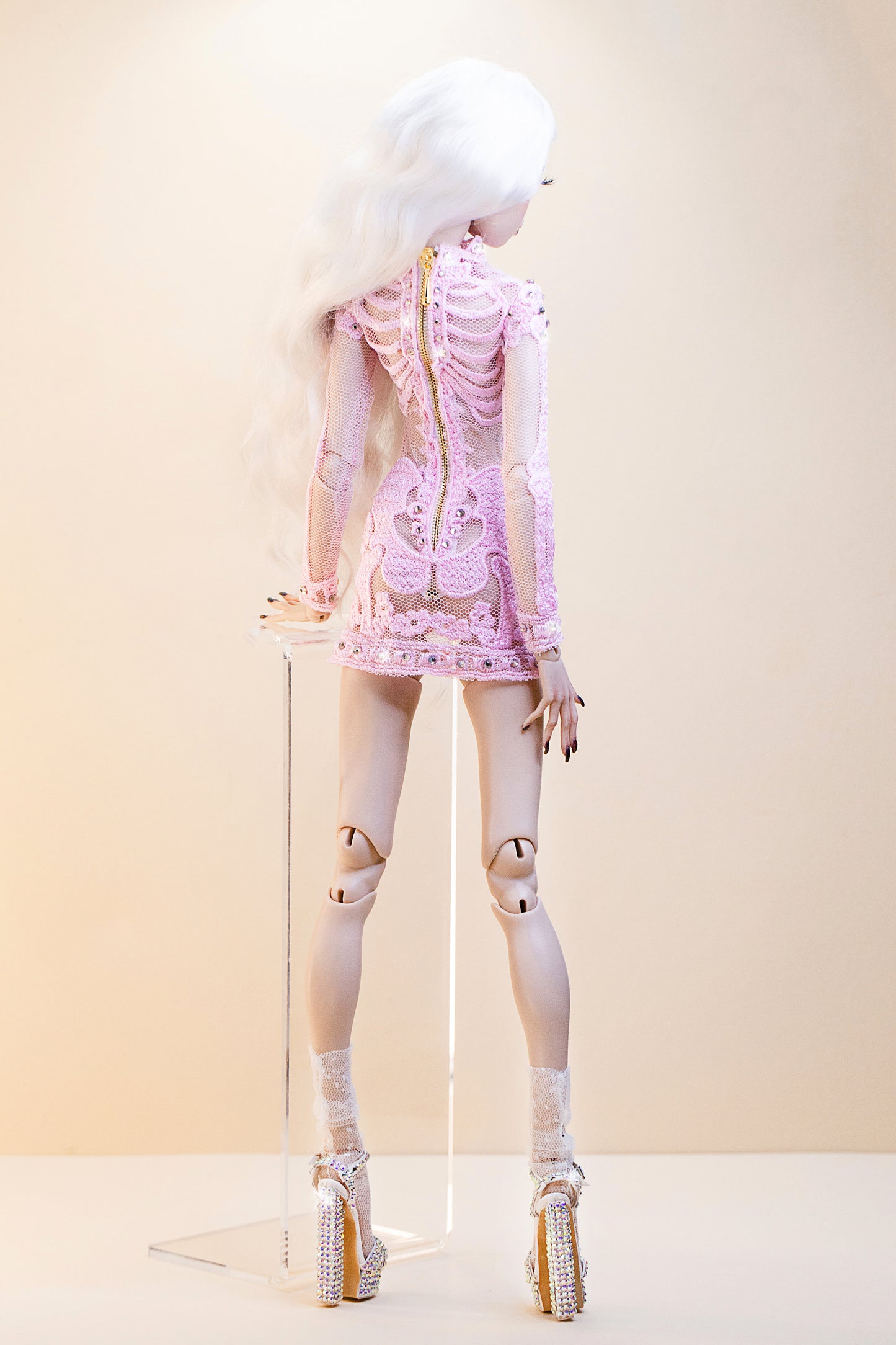 Edles Skelett Etui Kleid schwarz für Popovy Sisters BJD 1/4 Puppen. Halloween Party