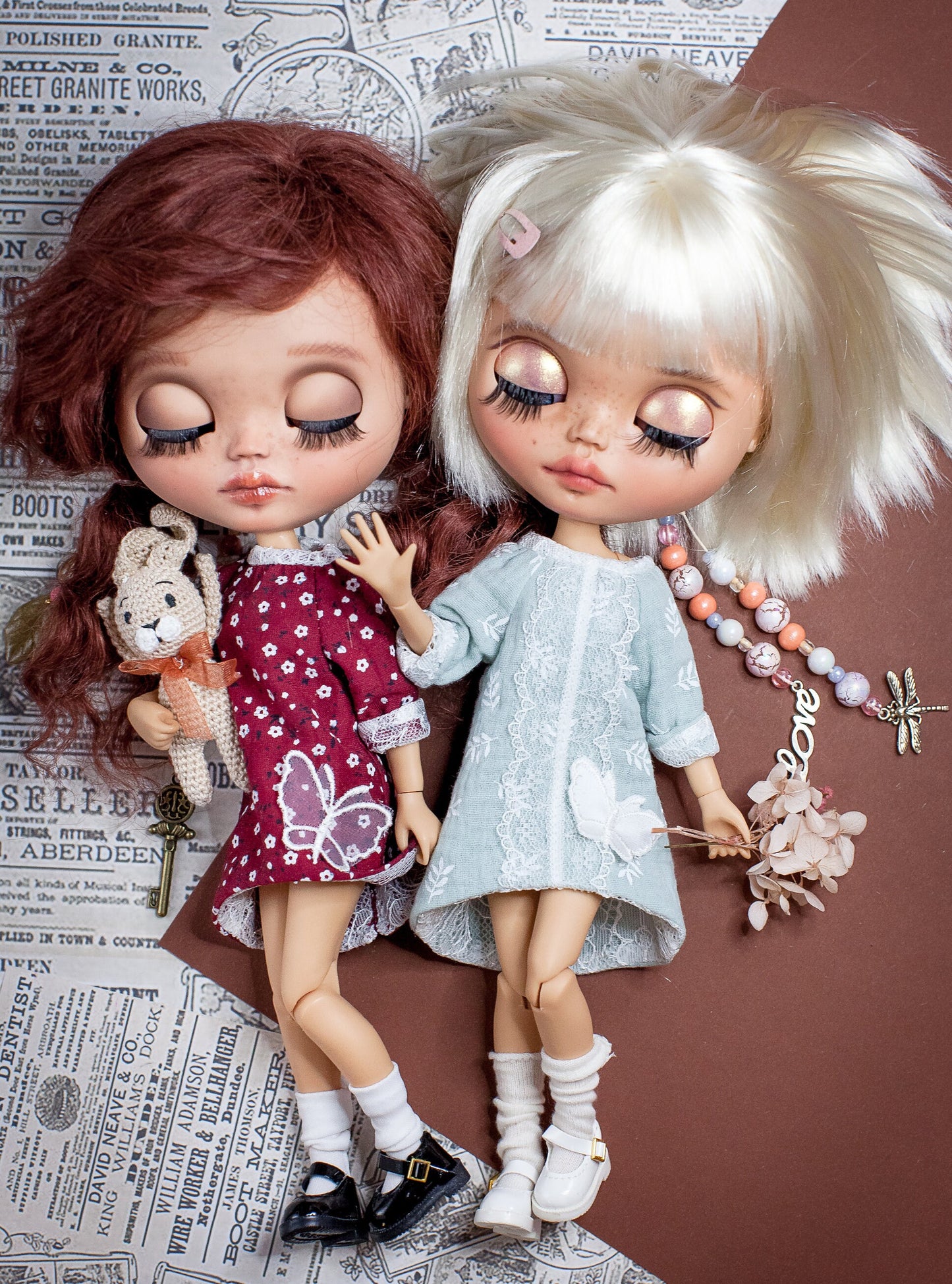 Mulberry dress for Blythe doll. Butterfly dress. 1:6 doll dress.