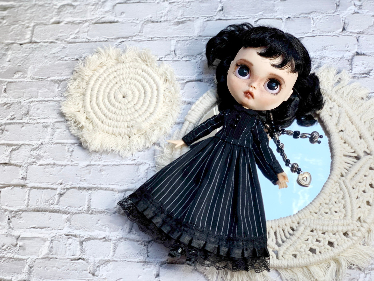 Black dress. Blythe doll dress 1/6 doll dress. Clothes.
