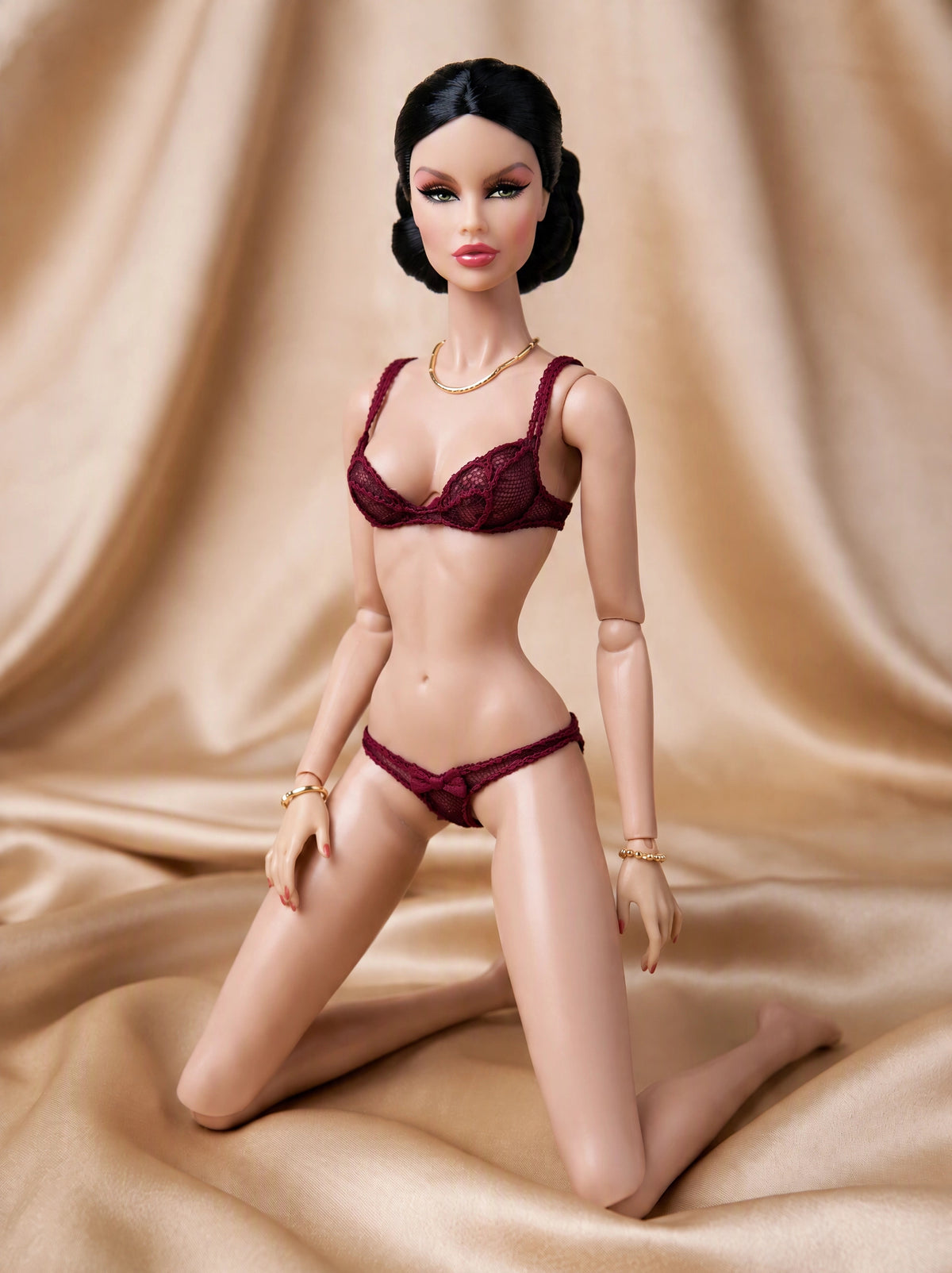 Edle Dessous für BB MTM, Xian Xian, Fashion Royalty & Nu Face Integrity toys Puppen. Bra + Pantie