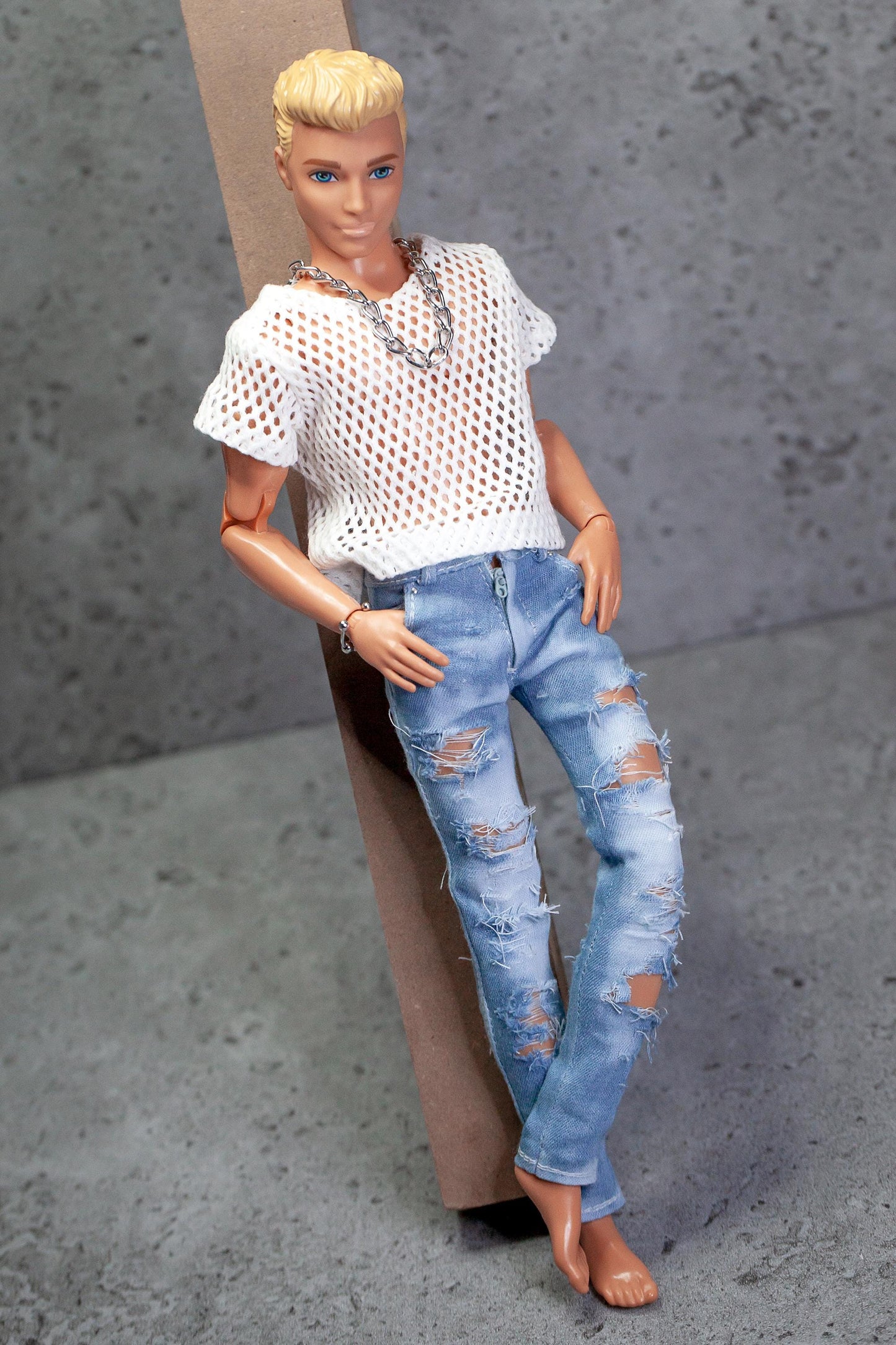 PDF Digital Pattern skinny jeans for 1:6 12" male MTM fashion doll. Video tutorial.