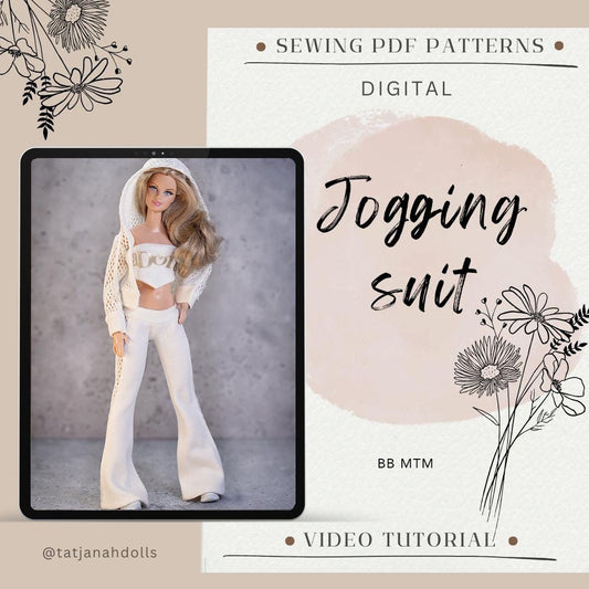 PDF Digital Pattern jogging suit, sweatshirt, trousers for BB MTM dolls. Video tutorial.
