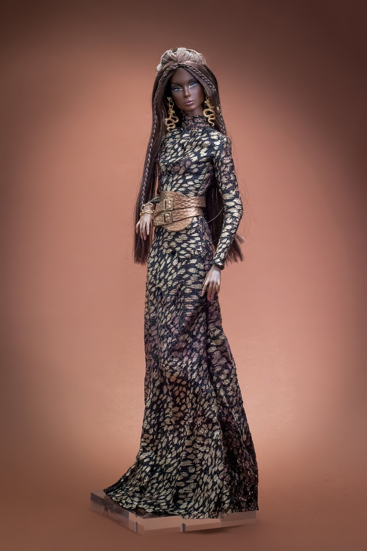 Long dress with snake print for Integrity Toys Poppy Parker Nu Face Fashion Royalty 12 inch dolls