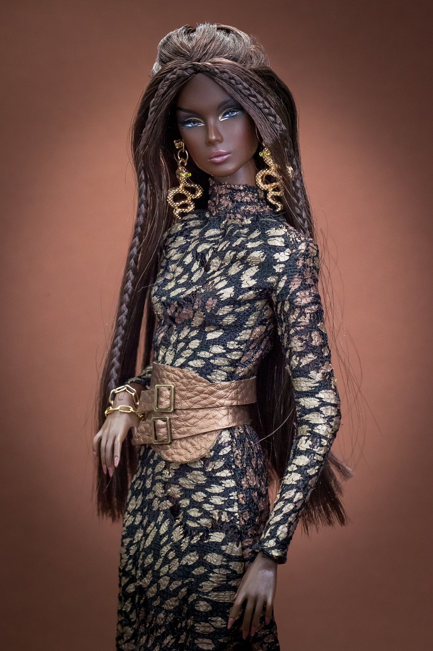 Long dress with snake print for Integrity Toys Poppy Parker Nu Face Fashion Royalty 12 inch dolls