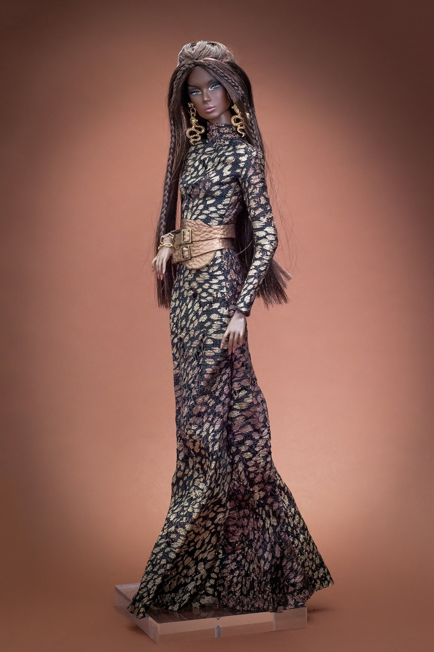 Long dress with snake print for Integrity Toys Poppy Parker Nu Face Fashion Royalty 12 inch dolls