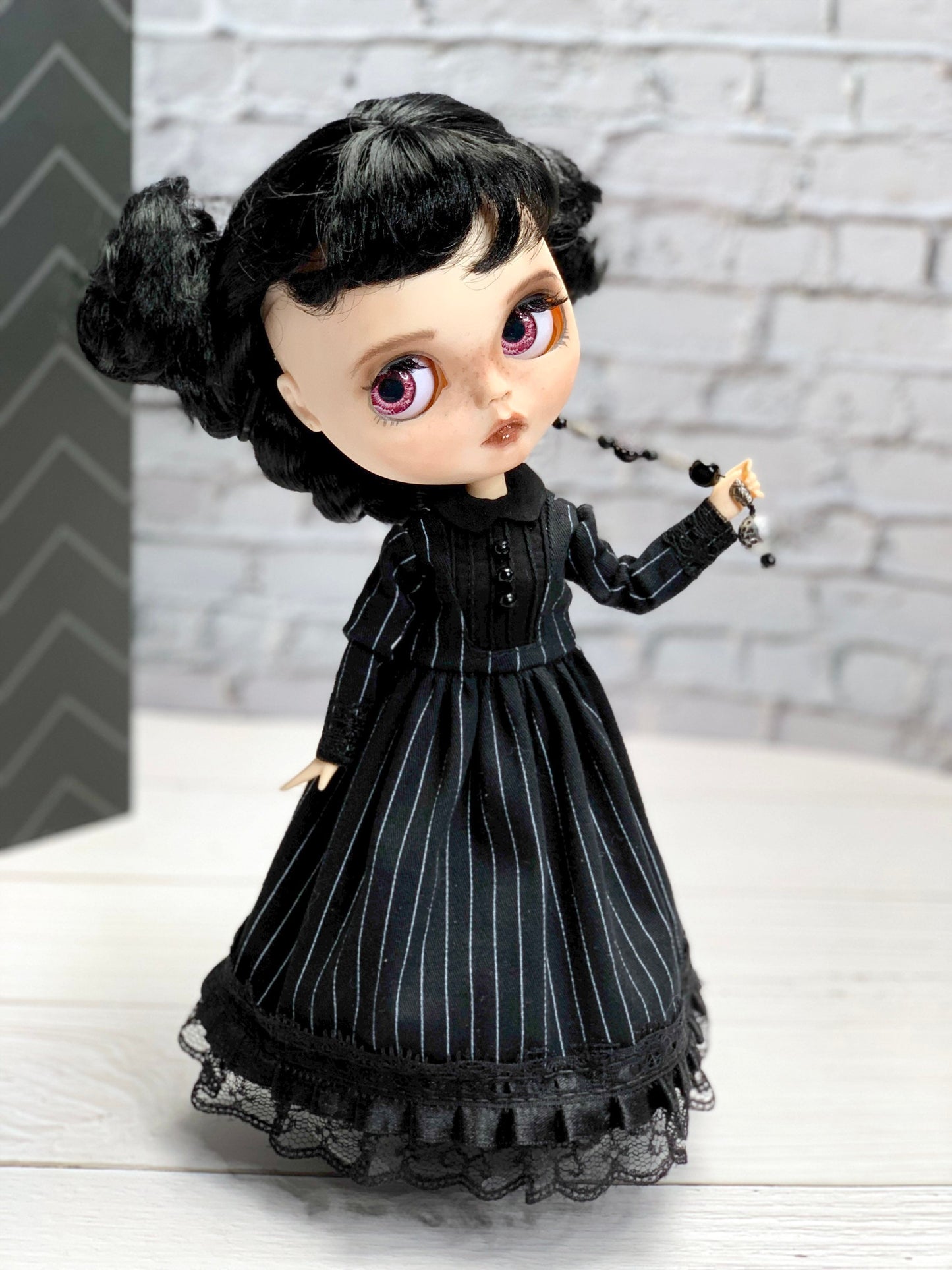 Black dress. Blythe doll dress 1/6 doll dress. Clothes.