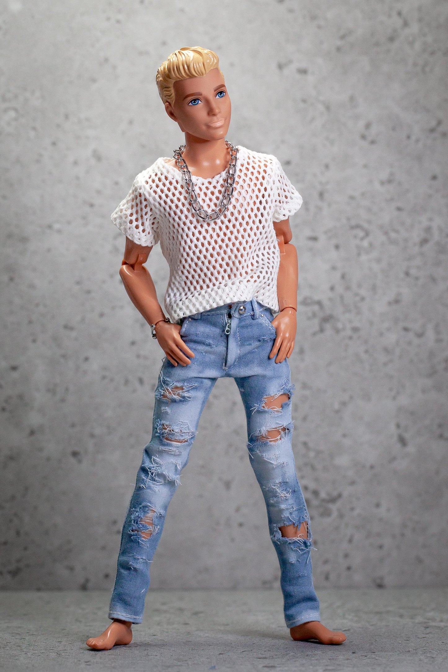 PDF Digital Pattern skinny jeans for 1:6 12" male MTM fashion doll. Video tutorial.