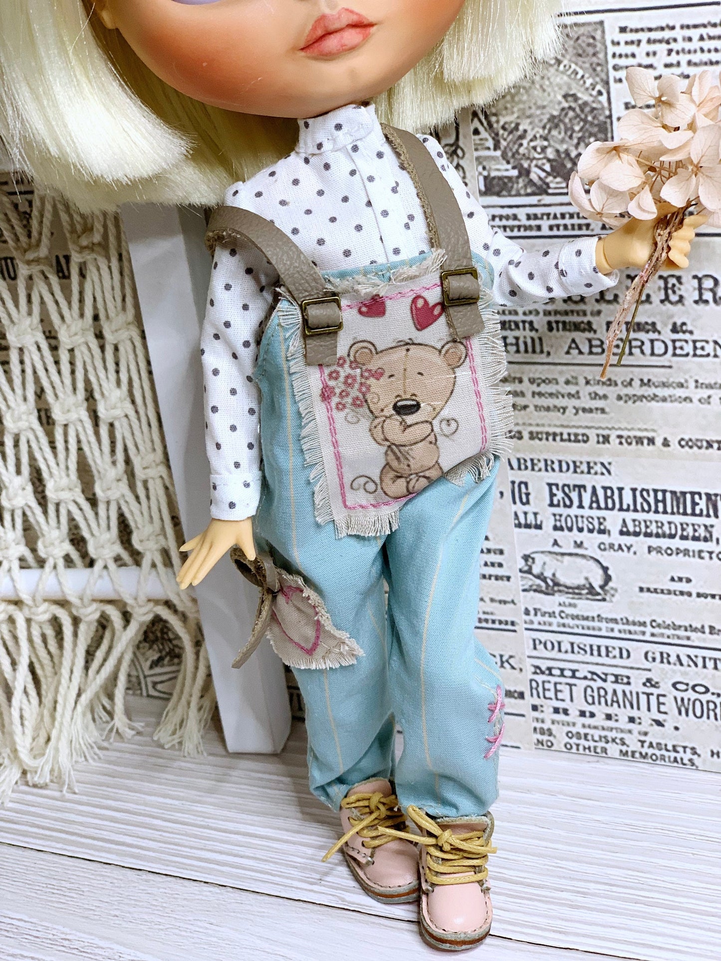 Blythe Outfit: Overalls and Shirt for Dolls. Clothes for 30 cm Dolls