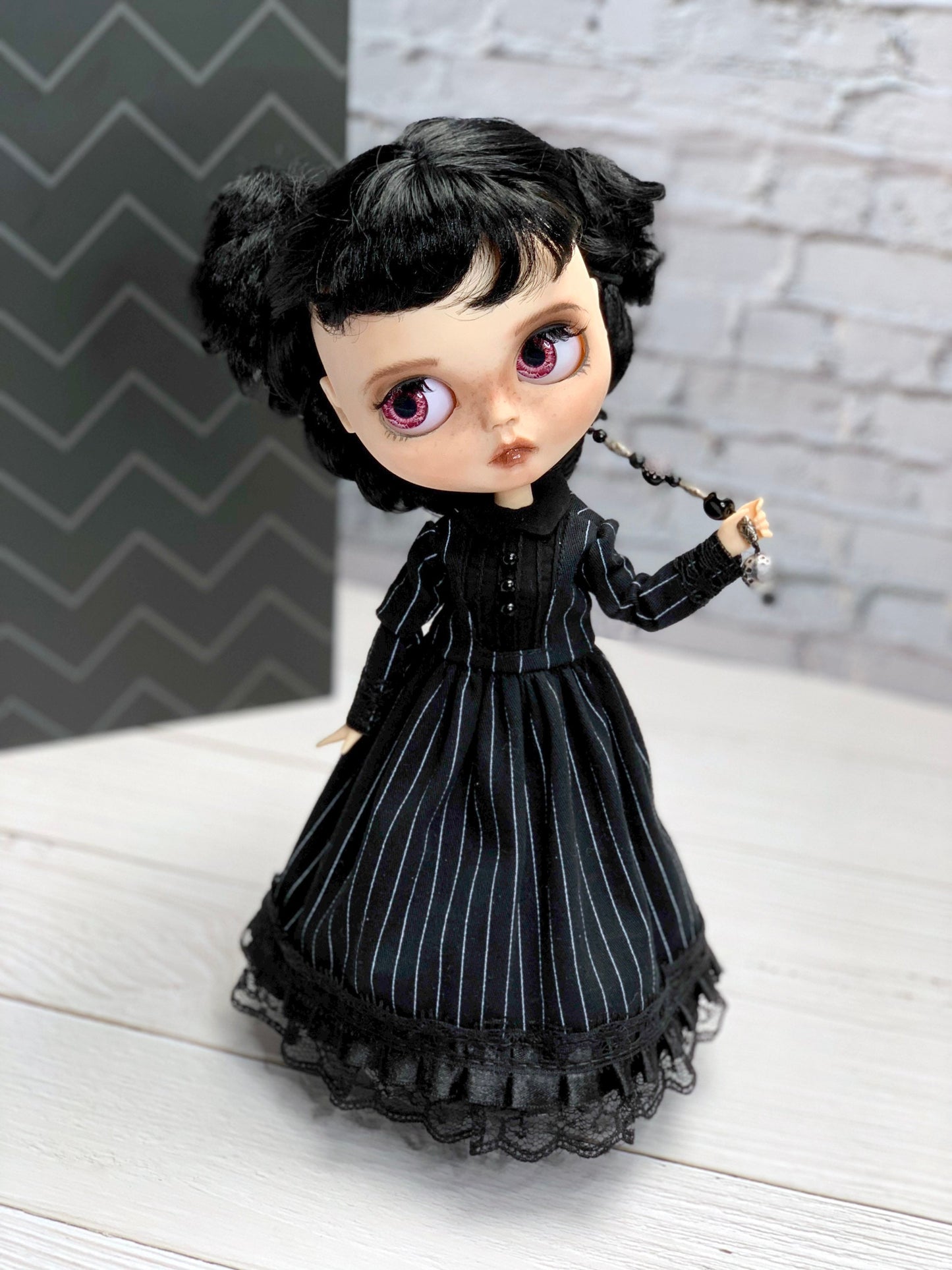 Black dress. Blythe doll dress 1/6 doll dress. Clothes.