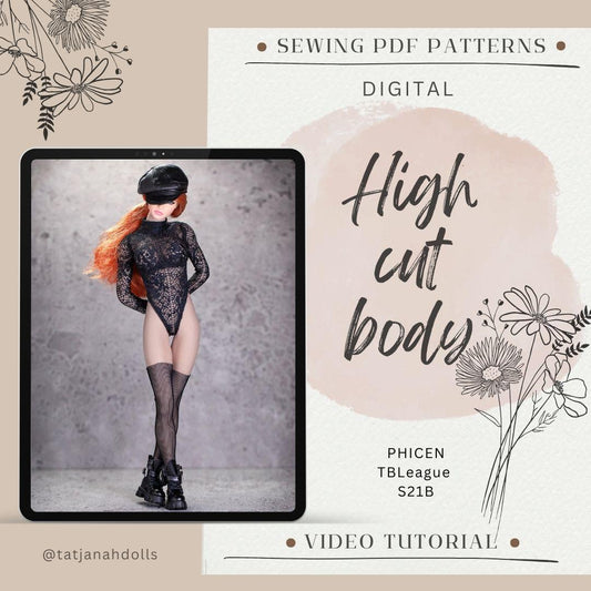 PDF Digital Pattern high cut body for Phicen/TBL S21B - Action Figure. YouTube VIDEO tutorial.