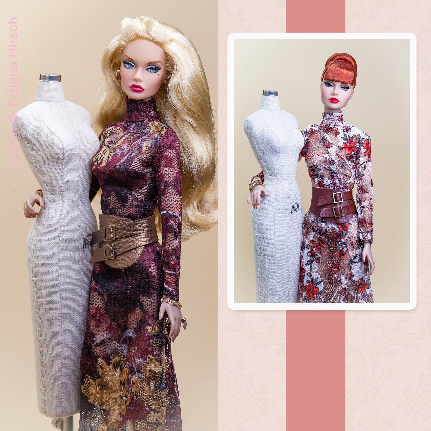 Long printed dress for Integrity Toys Poppy Parker Nu Face Fashion Royalty dolls