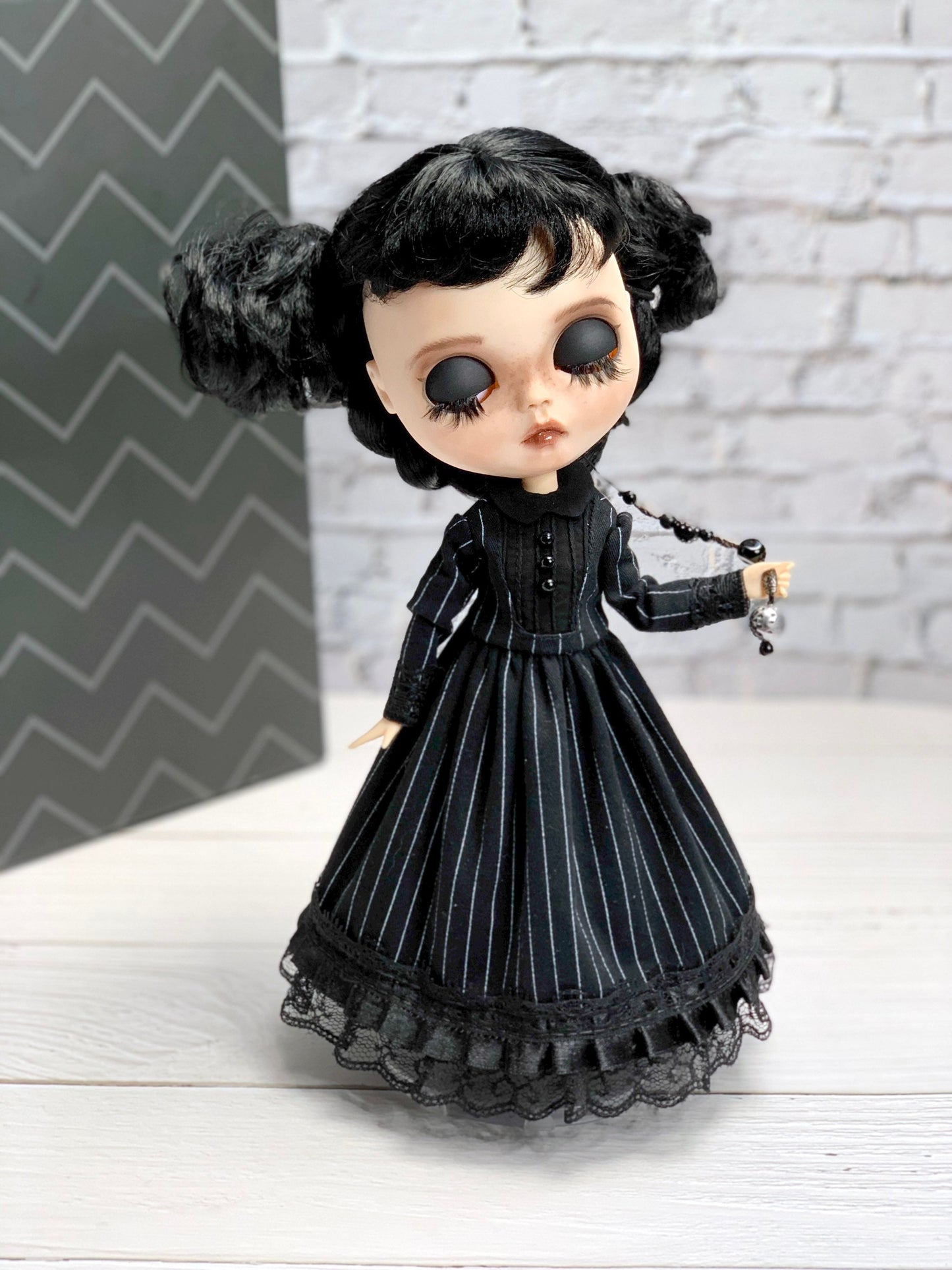 Black dress. Blythe doll dress 1/6 doll dress. Clothes.