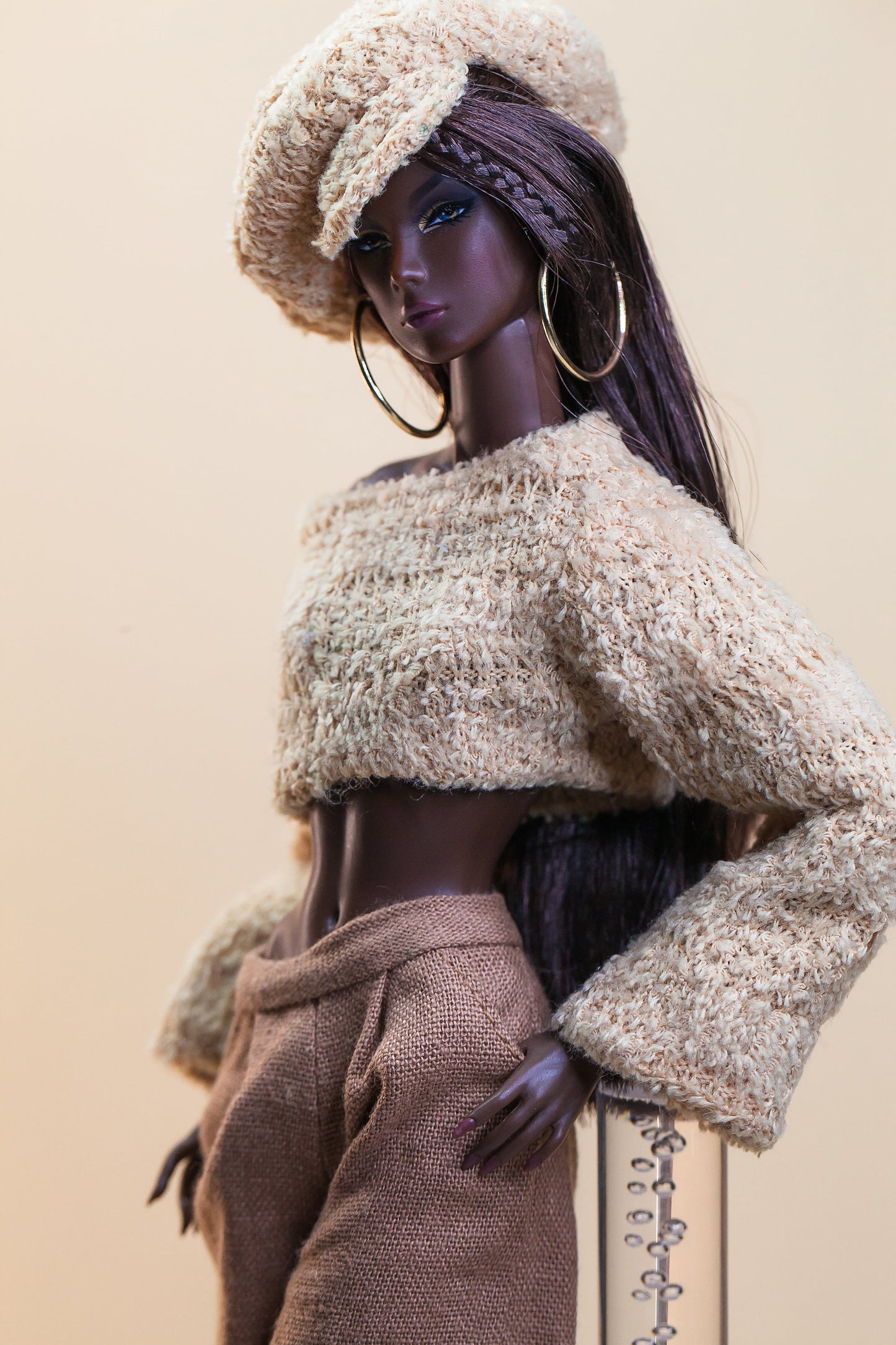 PDF Digital Pattern wide leg trousers for Fashion Royalty Nu Face Integrity toys and BB dolls. VIDEO tutorial.