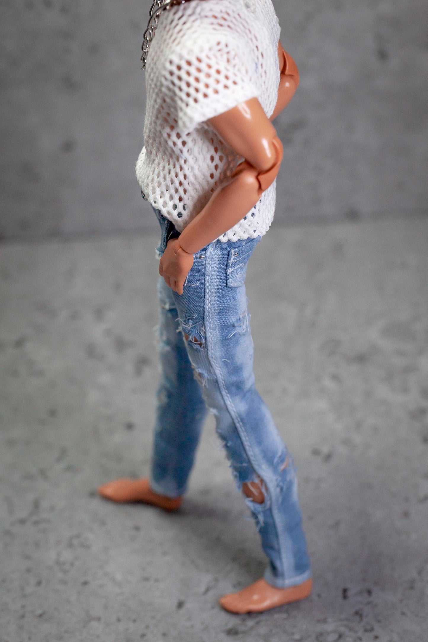 PDF Digital Pattern skinny jeans for 1:6 12" male MTM fashion doll. Video tutorial.