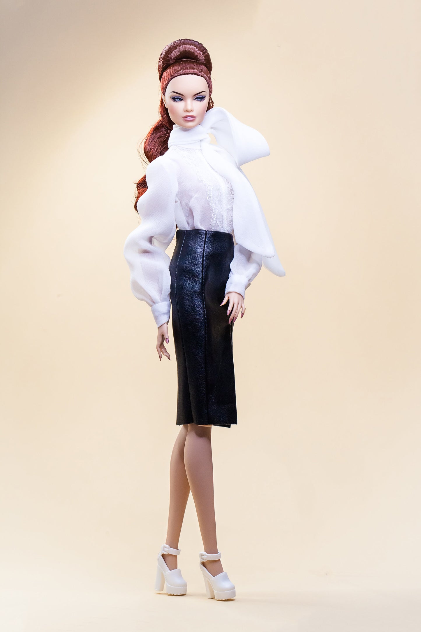 Body blouse and skirt imitation leather for Integrity Toys Poppy Parker Fashion Royalty Nu Face dolls