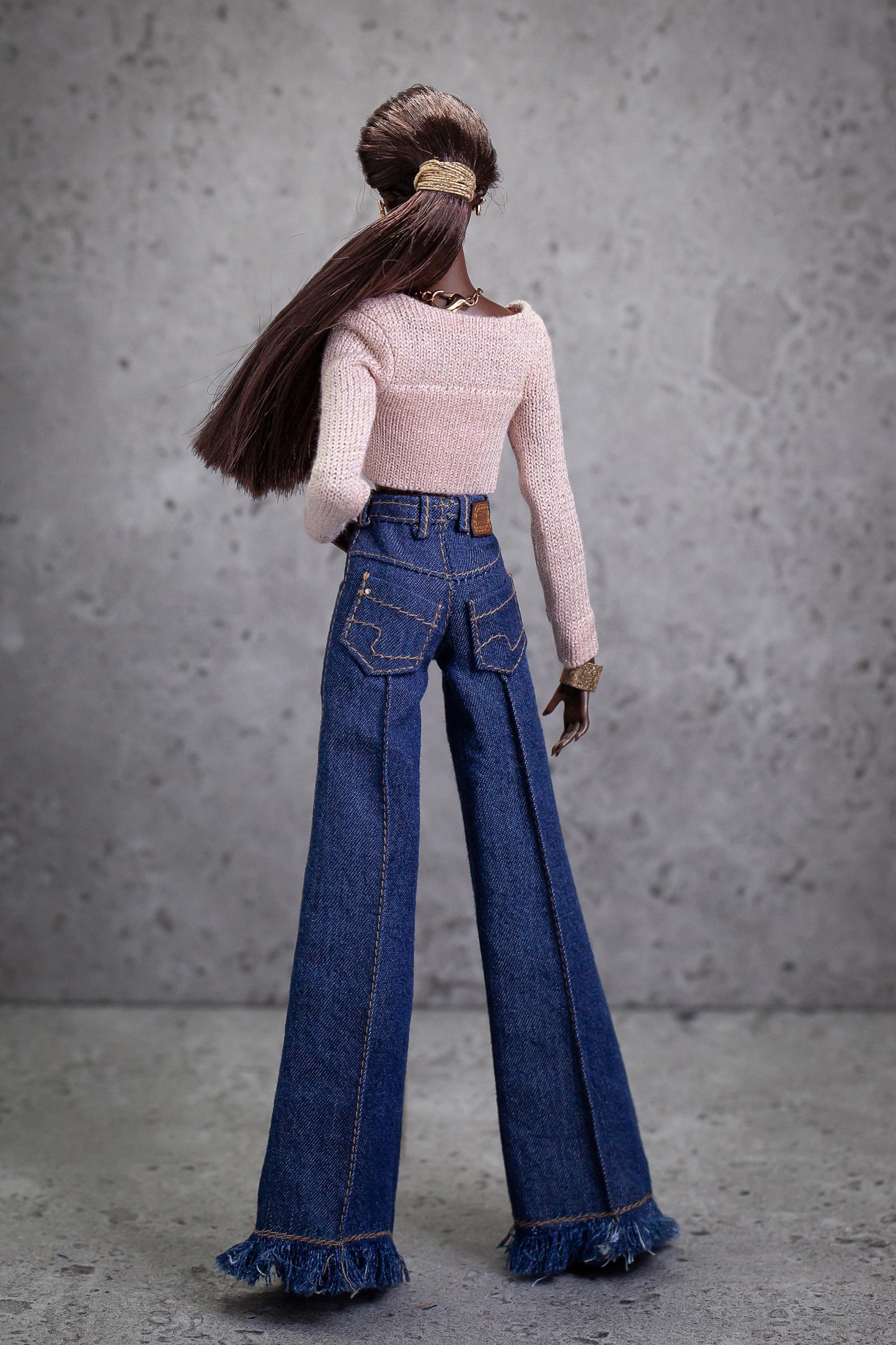 PDF Digital Pattern palazzo jeans pants for BB MTM &amp; Integrity toys dolls. Video tutorial.
