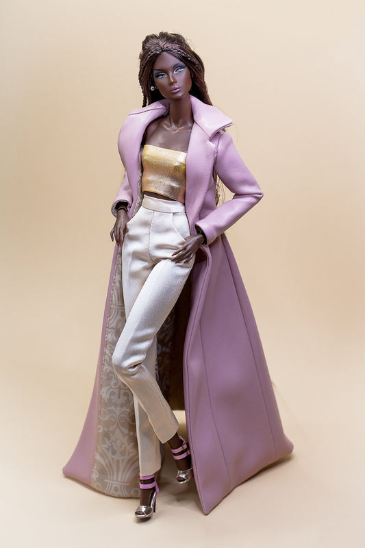 Faux leather coat for Integrity Toys Poppy Parker Fashion Royalty Nu Face doll
