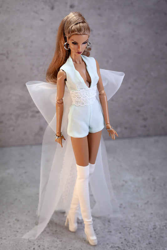 Overall jumpsuit for Integrity Toys 12 inch fashion dolls.