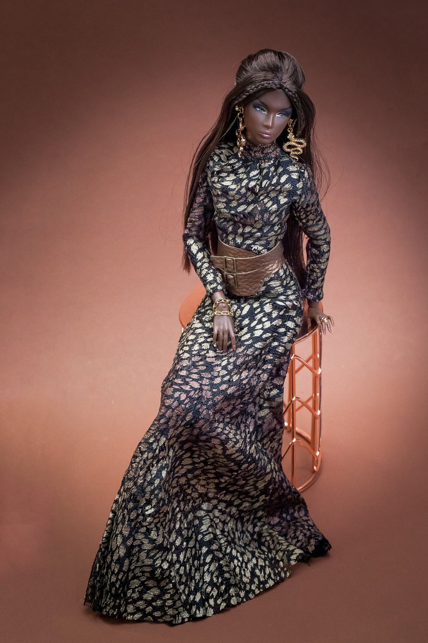 Long dress with snake print for Integrity Toys Poppy Parker Nu Face Fashion Royalty 12 inch dolls