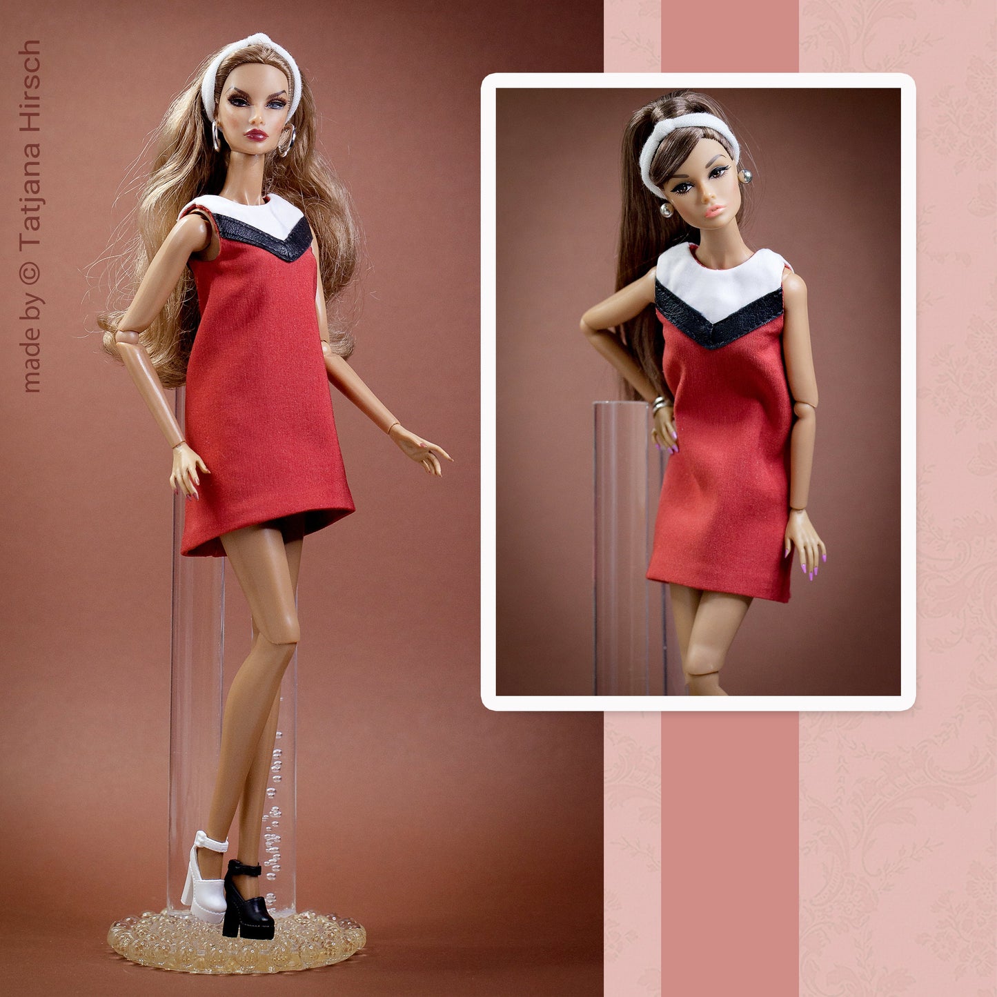 PDF Digital Pattern retro dress for BB Fashion Royalty Nu Face Poppy Parker Tulabelle dolls.