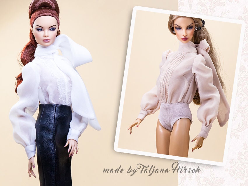 Body blouse and skirt imitation leather for Integrity Toys Poppy Parker Fashion Royalty Nu Face dolls